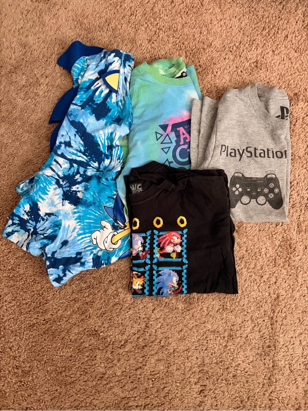 Gamer Shirt Bundle – 4 Boys Graphic Tees | Sonic, PlayStation & Gaming Collectio